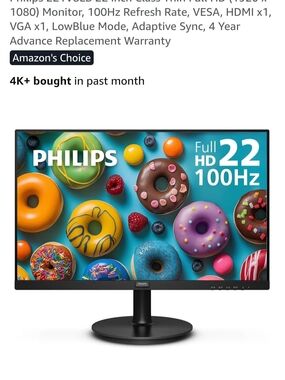 Philips Black 22" Full HD 100Hz Monitor